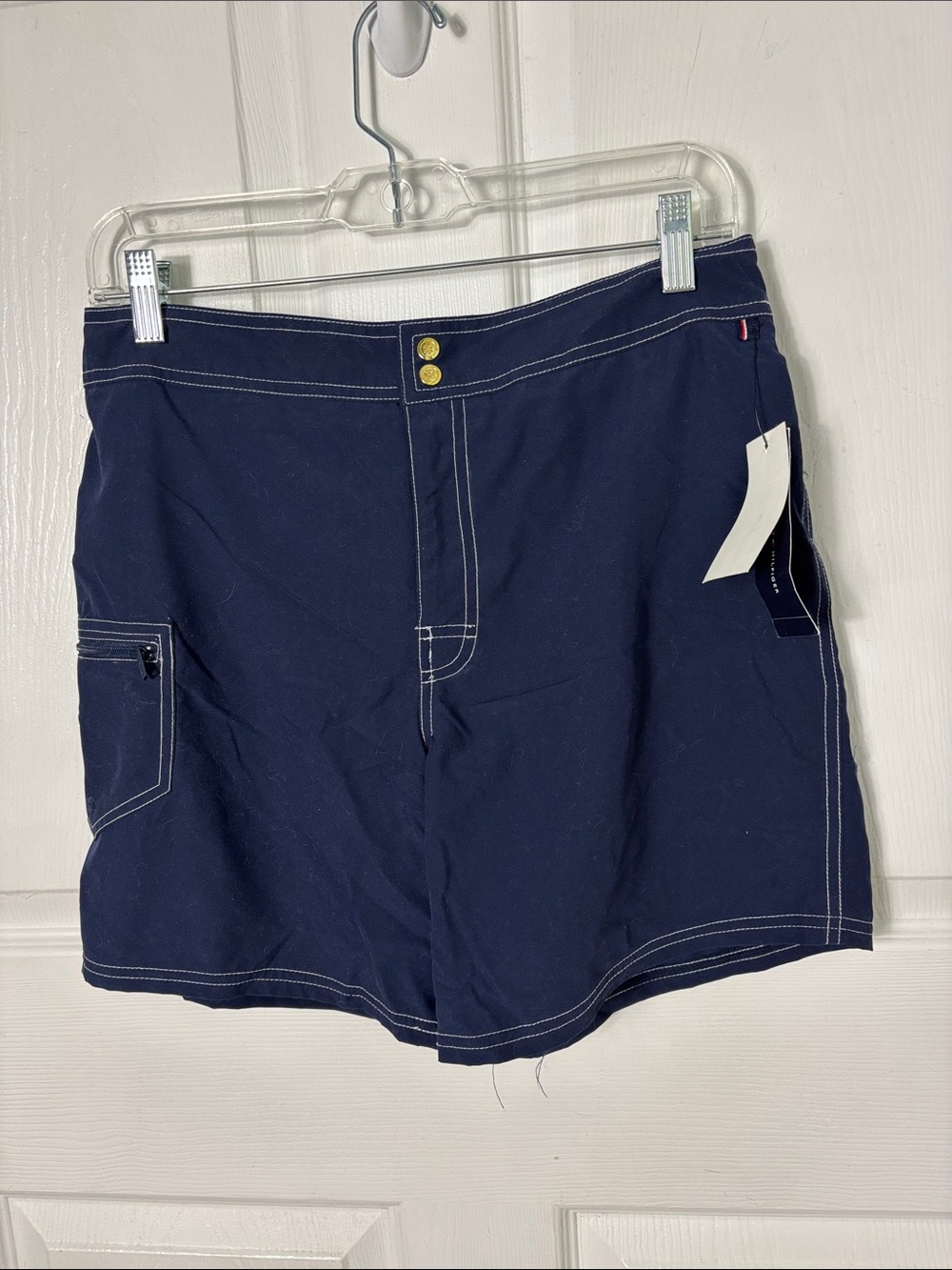 New Tommy Hilfiger Navy Blue Board Shorts Contrast Stitching Size Small Beach